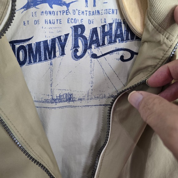 Tommy Bahama Mens XL Beige Bomber Jacket Full Zip Casual Lightweight - Picture 7 of 11